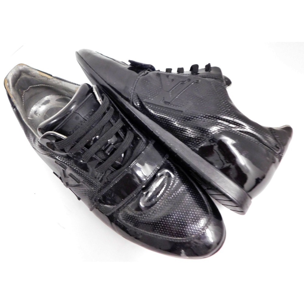 Louis‎ Vuitton Black Patent Leather Sneakers LV Trainer sz 6.5 - Picture 3 of 10